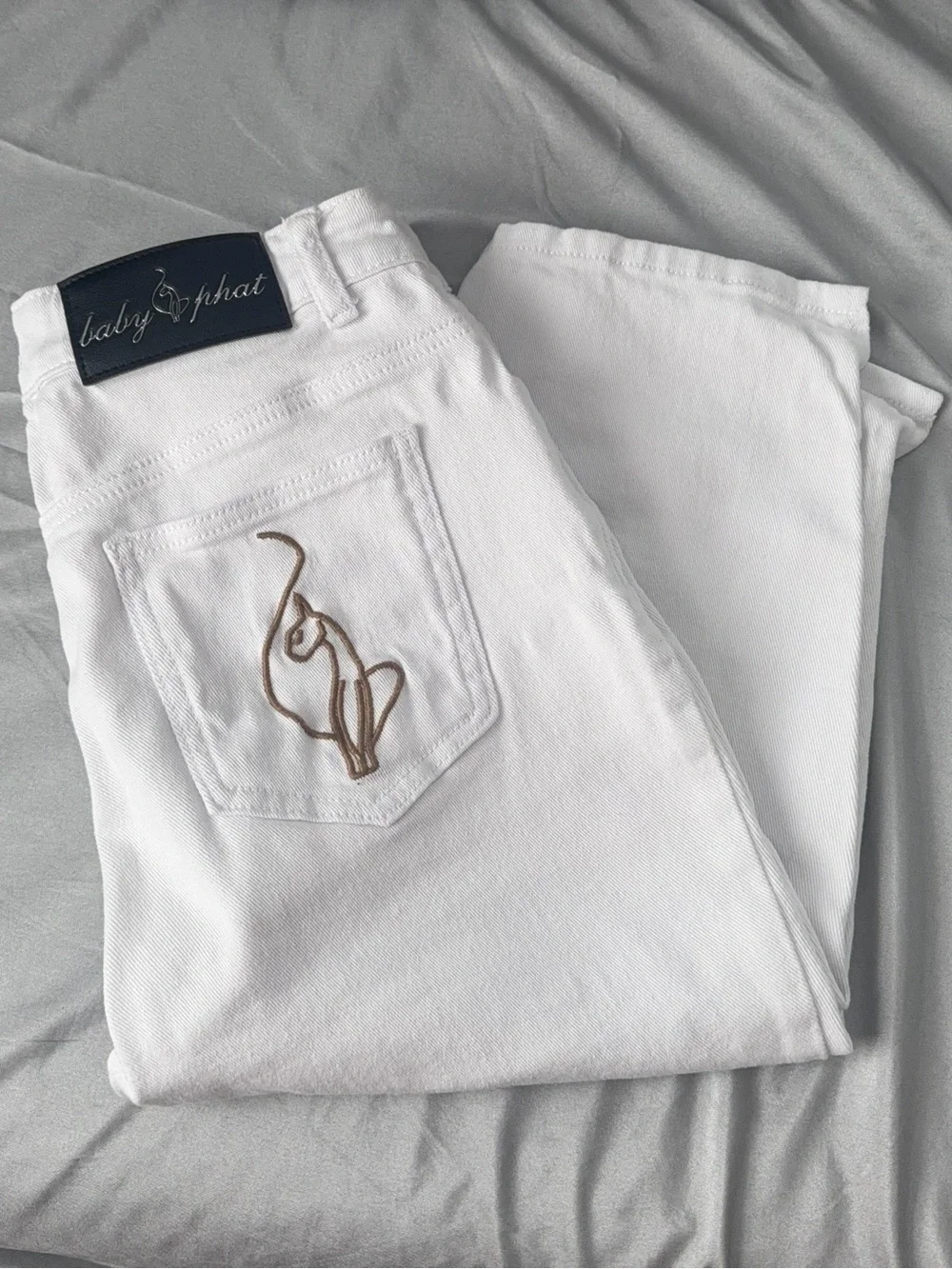 Baby Phat White Capri Pants with Embroidered Back Logo